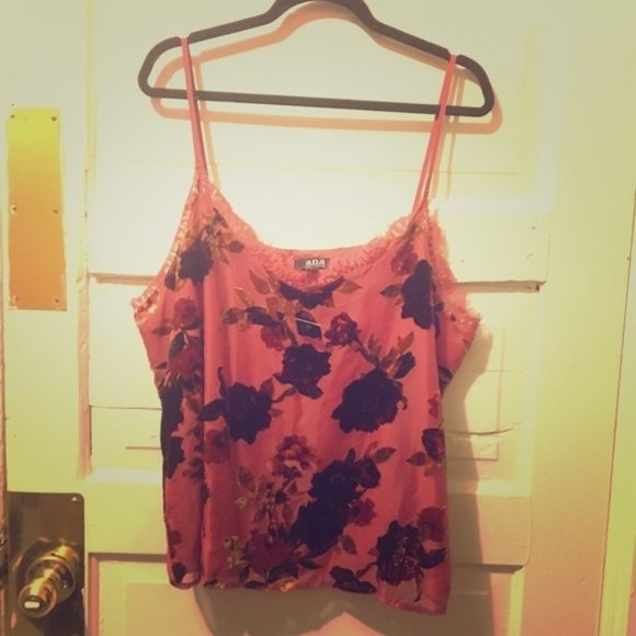 a.n.a Tops - a.n.a Silky Pink Tank Velvet Rose Pattern